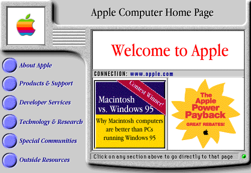 Homepage touting Macintosh superiorty over Windows 95 (1996)
